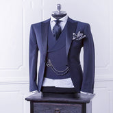 Navy Blue Men Blazer Business Modern Men Suit