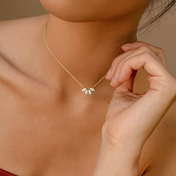 Women Girls Lotus Flower Pendant Necklace 