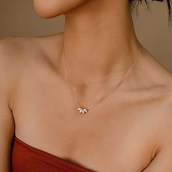 Women Girls Lotus Flower Pendant Necklace 