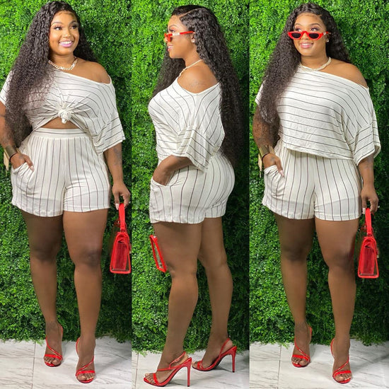 Stylish Striped Loose Two-Piece Suit for Women
