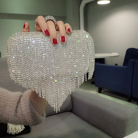 Shiny Diamond Fringed Handbag – Perfect for Night Parties & Bridal Events