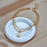 fashion jewelry layered face portrait chain choker necklace