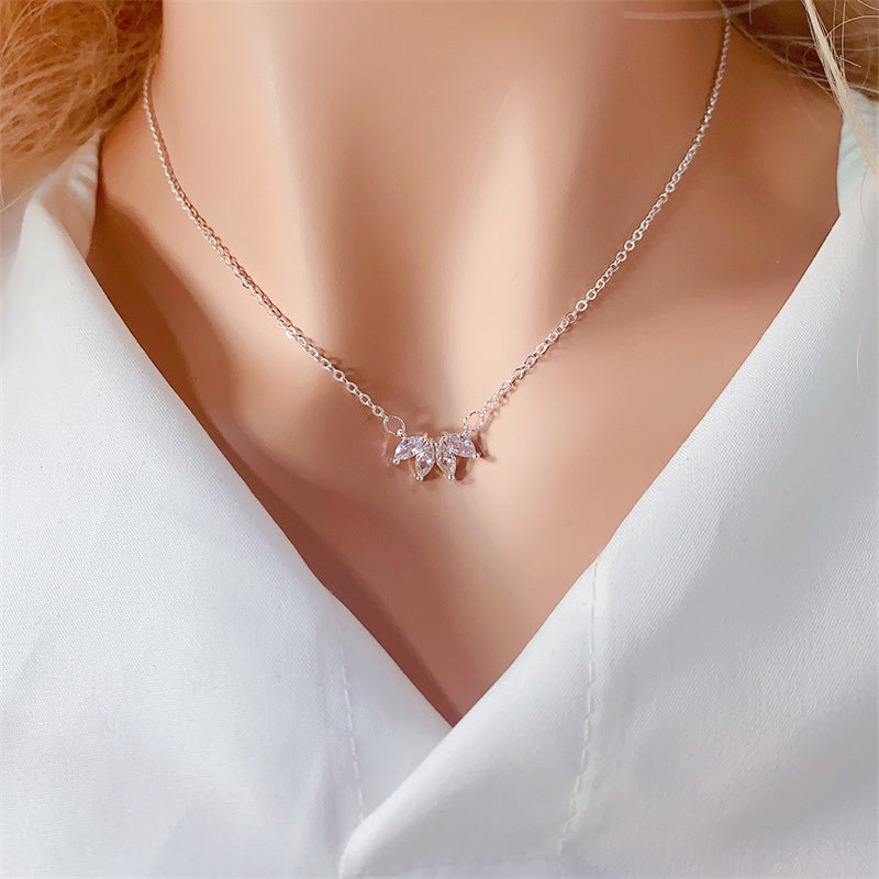 Women Girls Lotus Flower Pendant Necklace 
