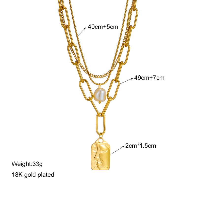 fashion jewelry layered face portrait chain choker necklace