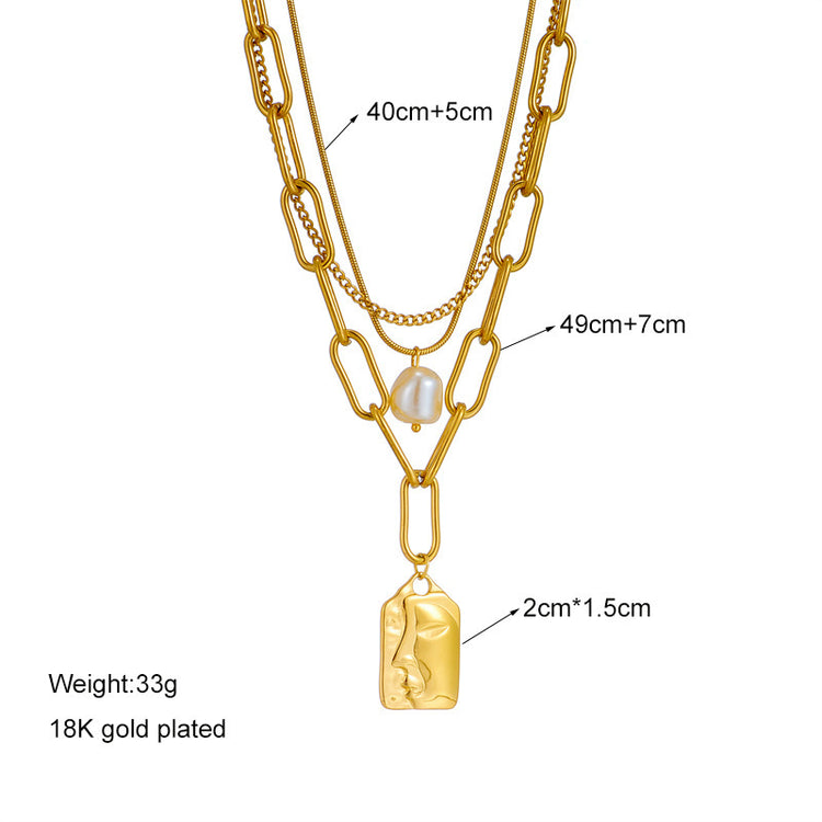 fashion jewelry layered face portrait chain choker necklace