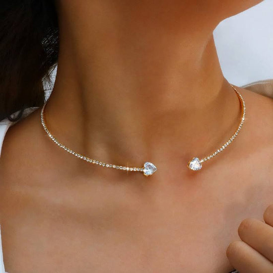 Women Silver Color Simple Open Collar Necklace