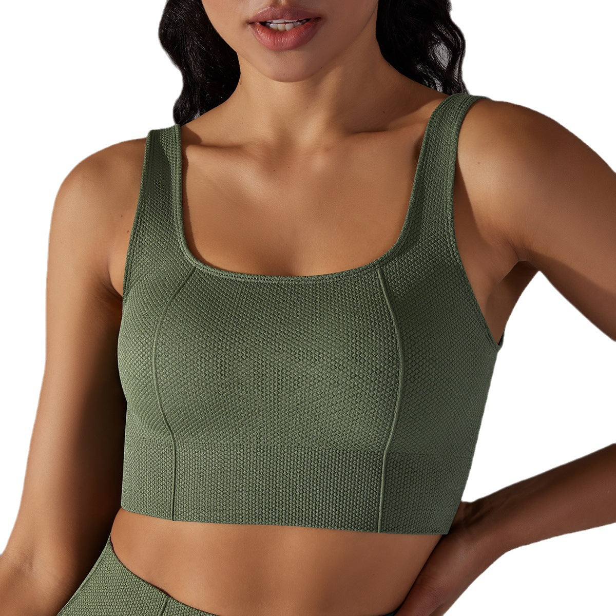 Women's Fashion Seamless Knitted Solid Color Beauty Back Sling Bra Top