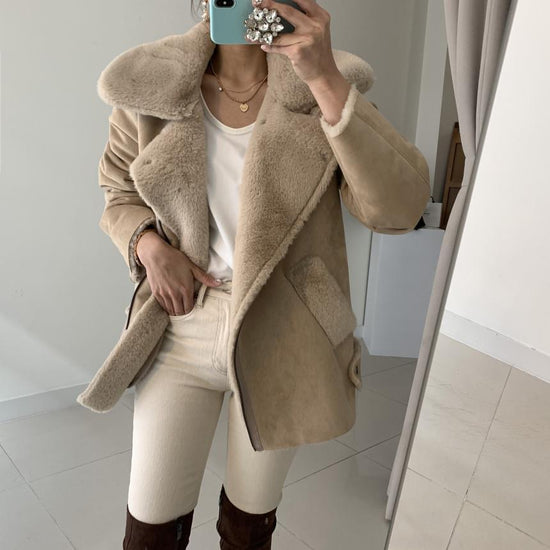 Thickened Long-Sleeve Loose-Fit Jacket-Women&