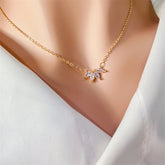 Women Girls Lotus Flower Pendant Necklace 