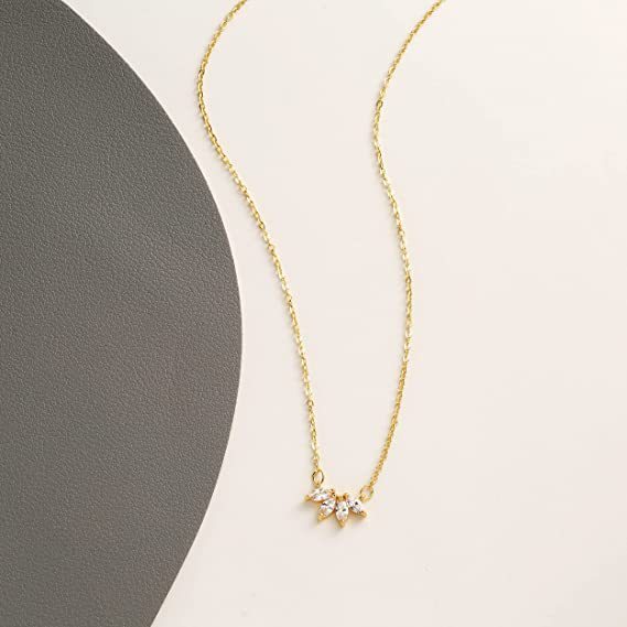 Women Girls Lotus Flower Pendant Necklace 